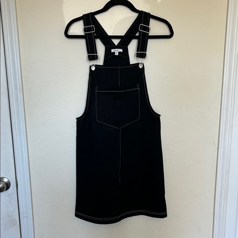 Black Faux Suede Overall Dress